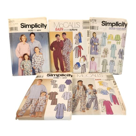 Simplicity & McCalls Sewing Pattern Lot Pajamas Robes Family Sleepwear Easy To S - Picture 1 of 13